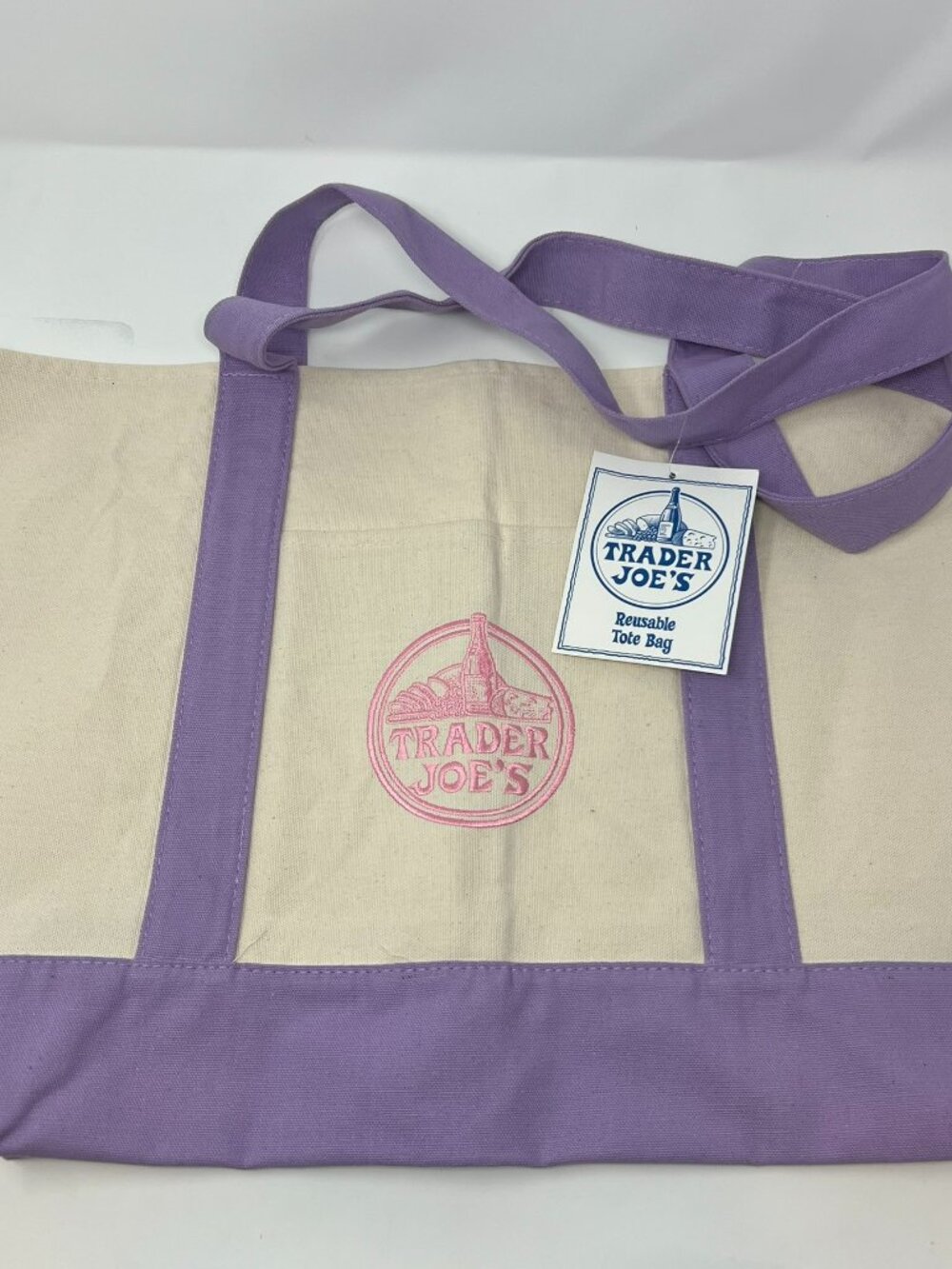 Trader joes Lavender pastel tote bag